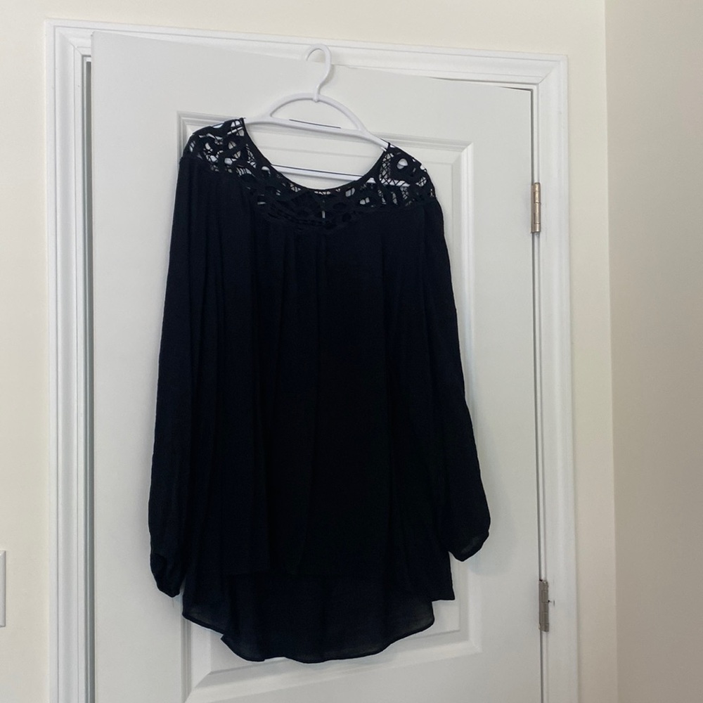 Black blouse with neck cut-outs
